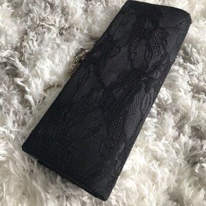 Black lace clutch and shoulder bag